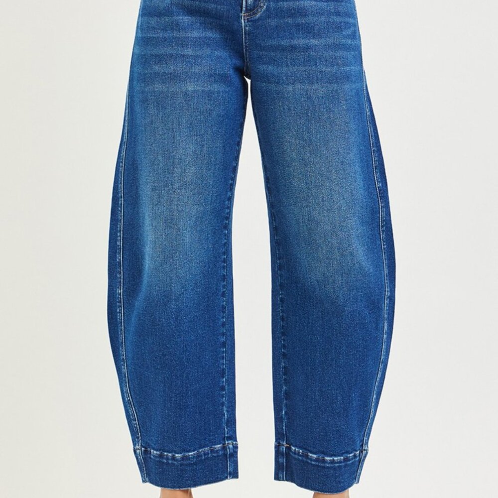 RISEN Mid Rise Crop Barrel Jeans - Picture 3 of 7
